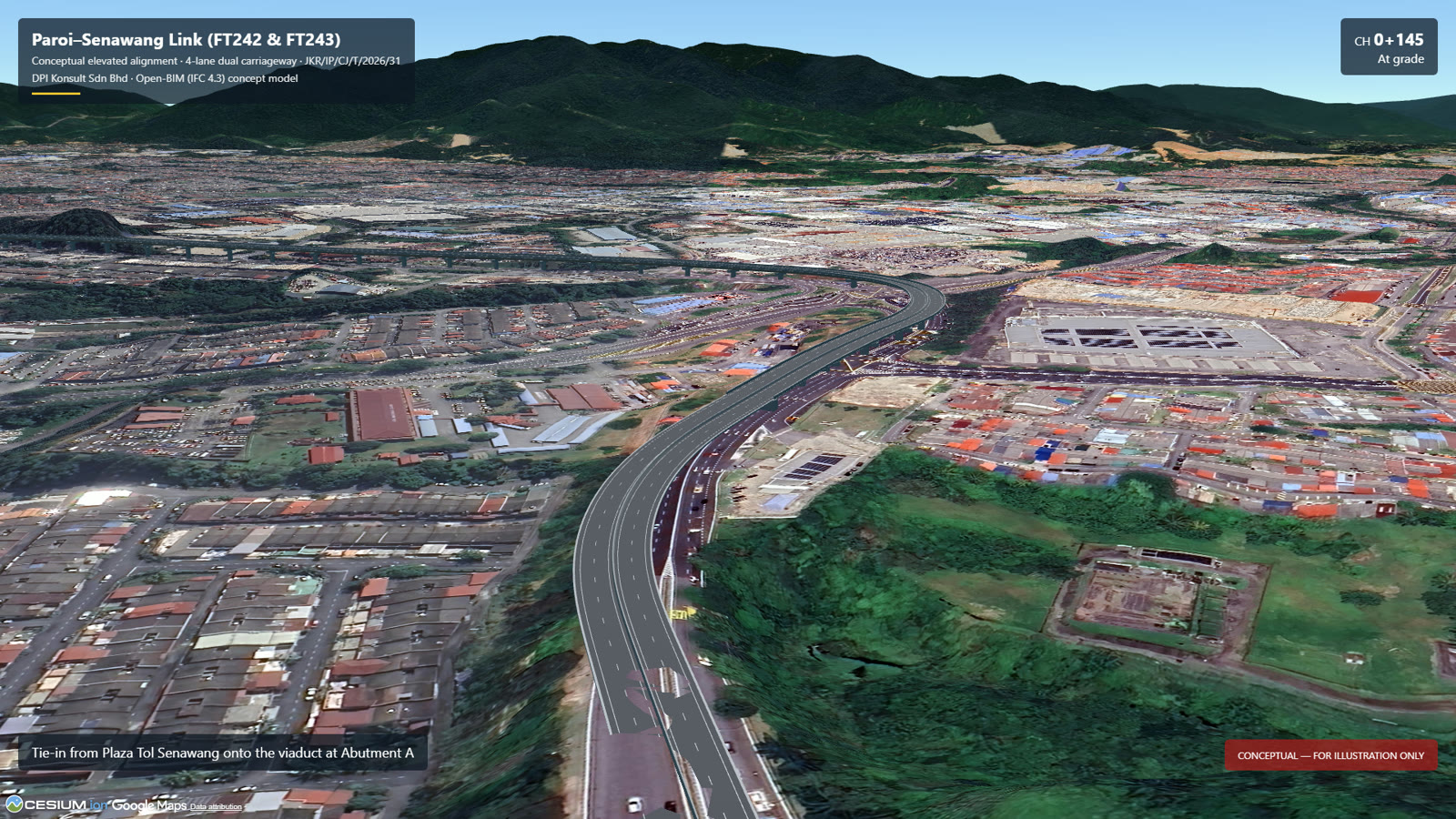 Tie-in at Plaza Tol Senawang onto the viaduct